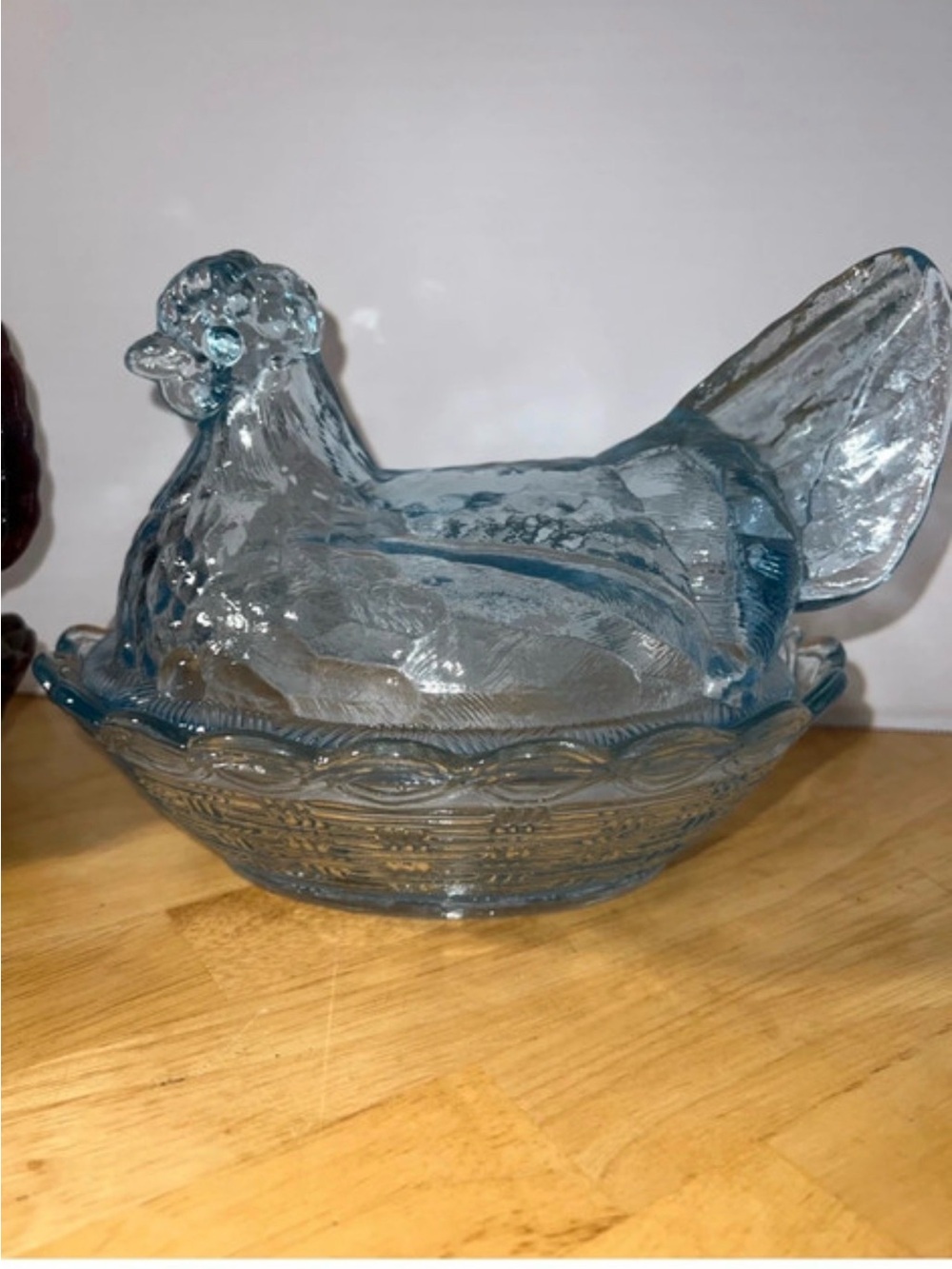 Fenton Blue Glass Hen on Nest Dish